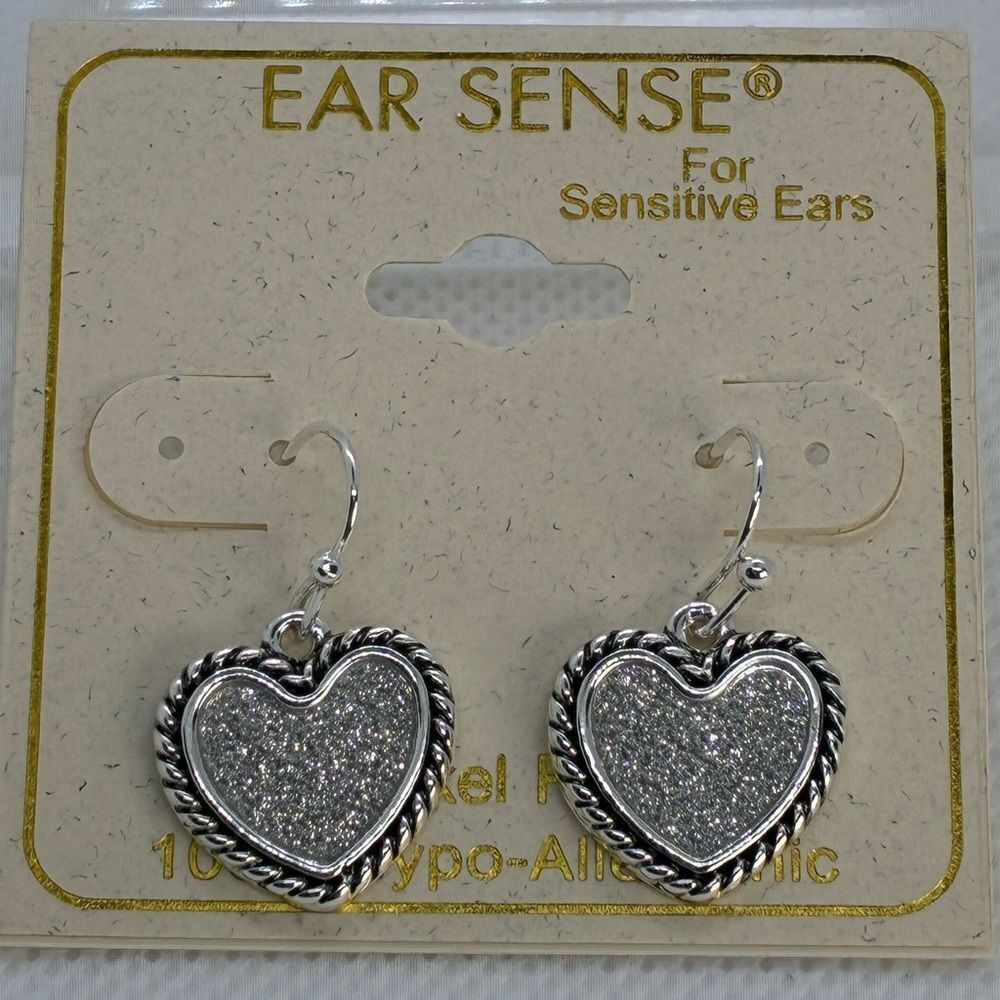3For$20 Ear Sense Hypo Allegenic Silver Heart Earring Hooks